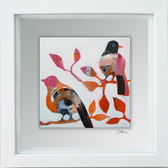 Framed ready to hang original painting - Fine feathered friends #1