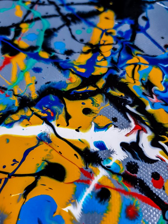 - Ligito N-6 - (W)130x(H)96 cm. Style of JACKSON POLLOCK. Abstract Expressionism Painting