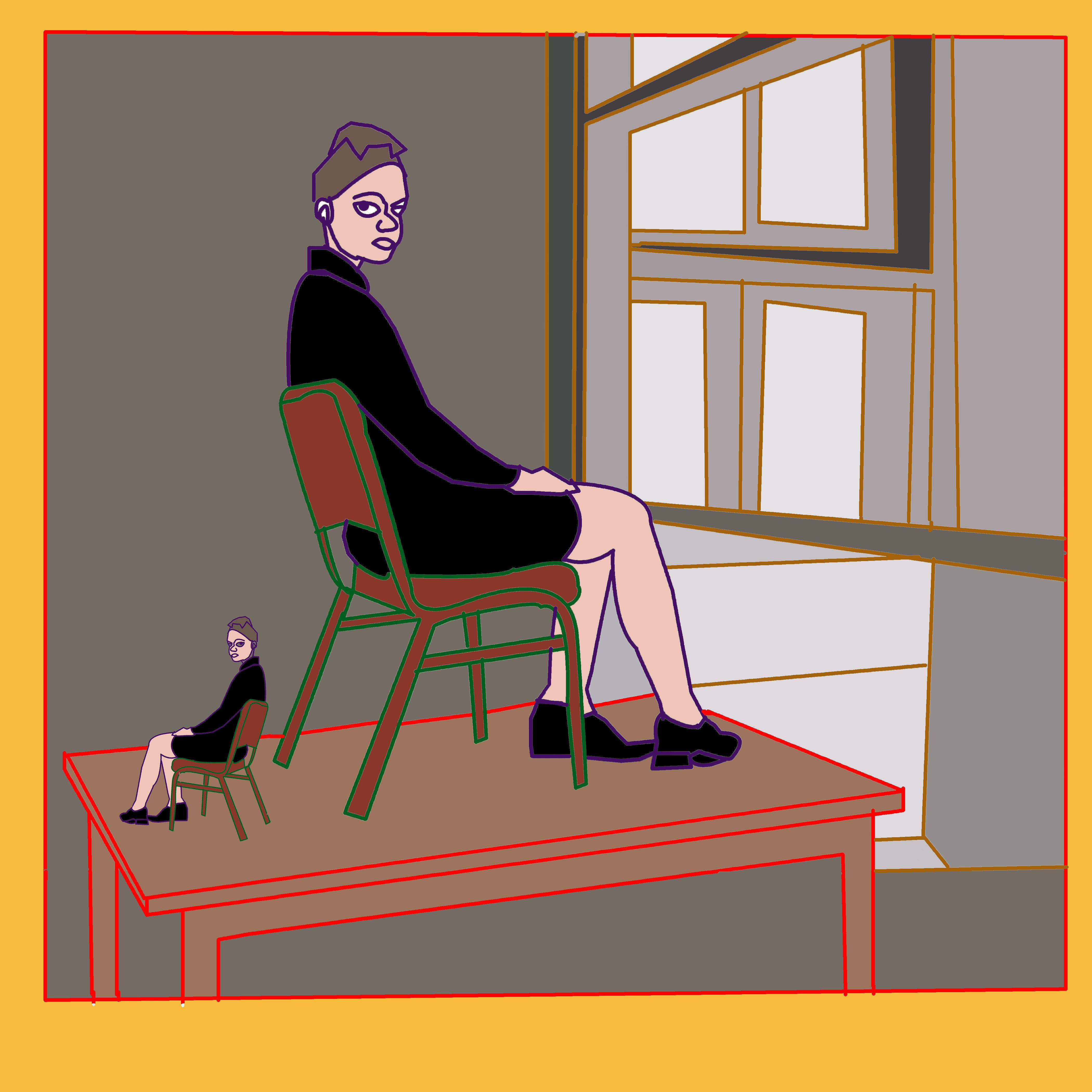 Urban And Pop Portrait Print By Artworks By Rina Mualem, 10 X 10, Siting, Original Artwork