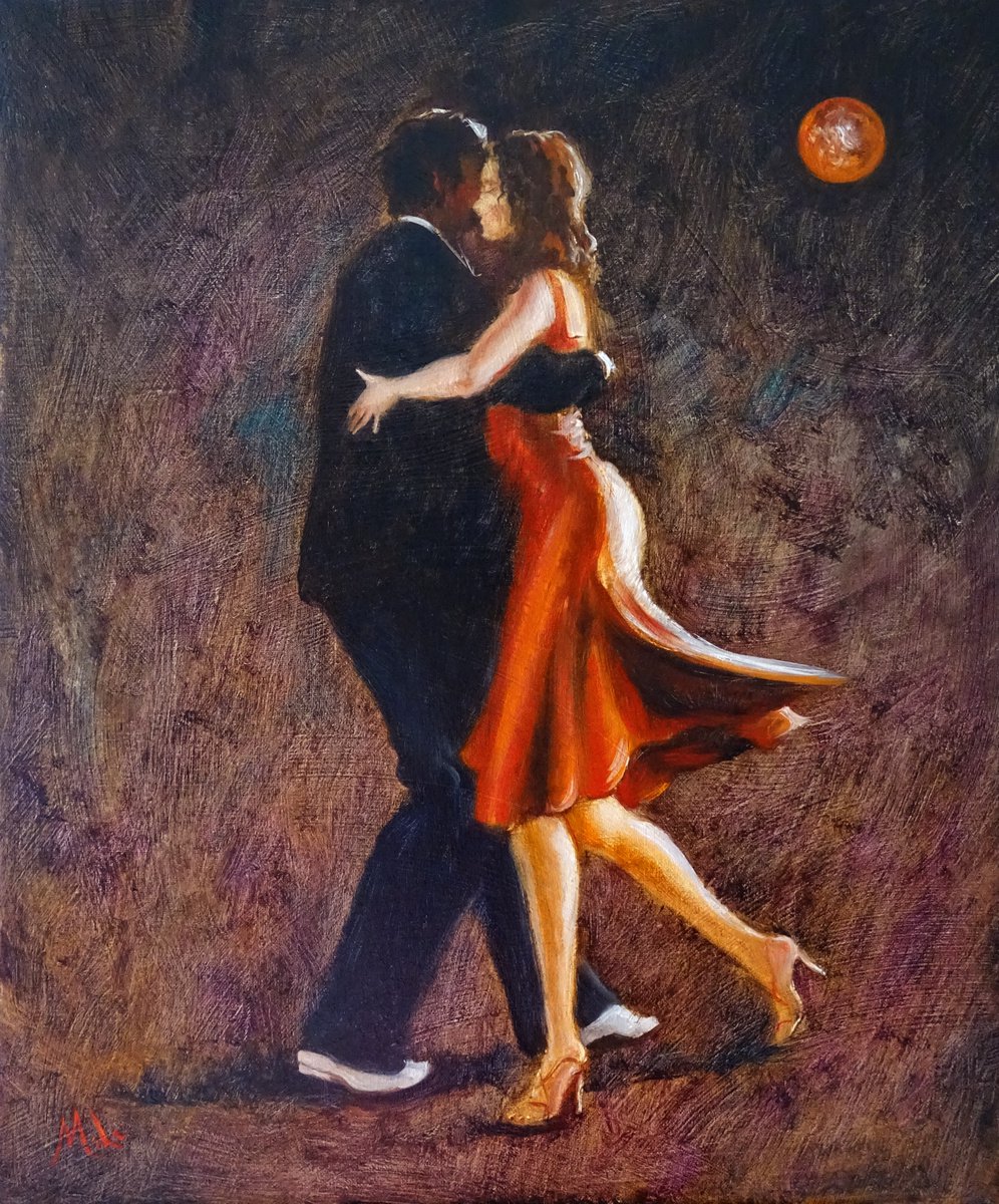 Expressive Portrait Oil Painting By Isabel Mahe, 20 X 24, Blood Moon, Original Artwork