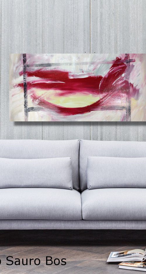large paintings for living room/extra large painting/abstract Wall Art/original painting/painting on canvas 120x60-title-c718 by Sauro Bos