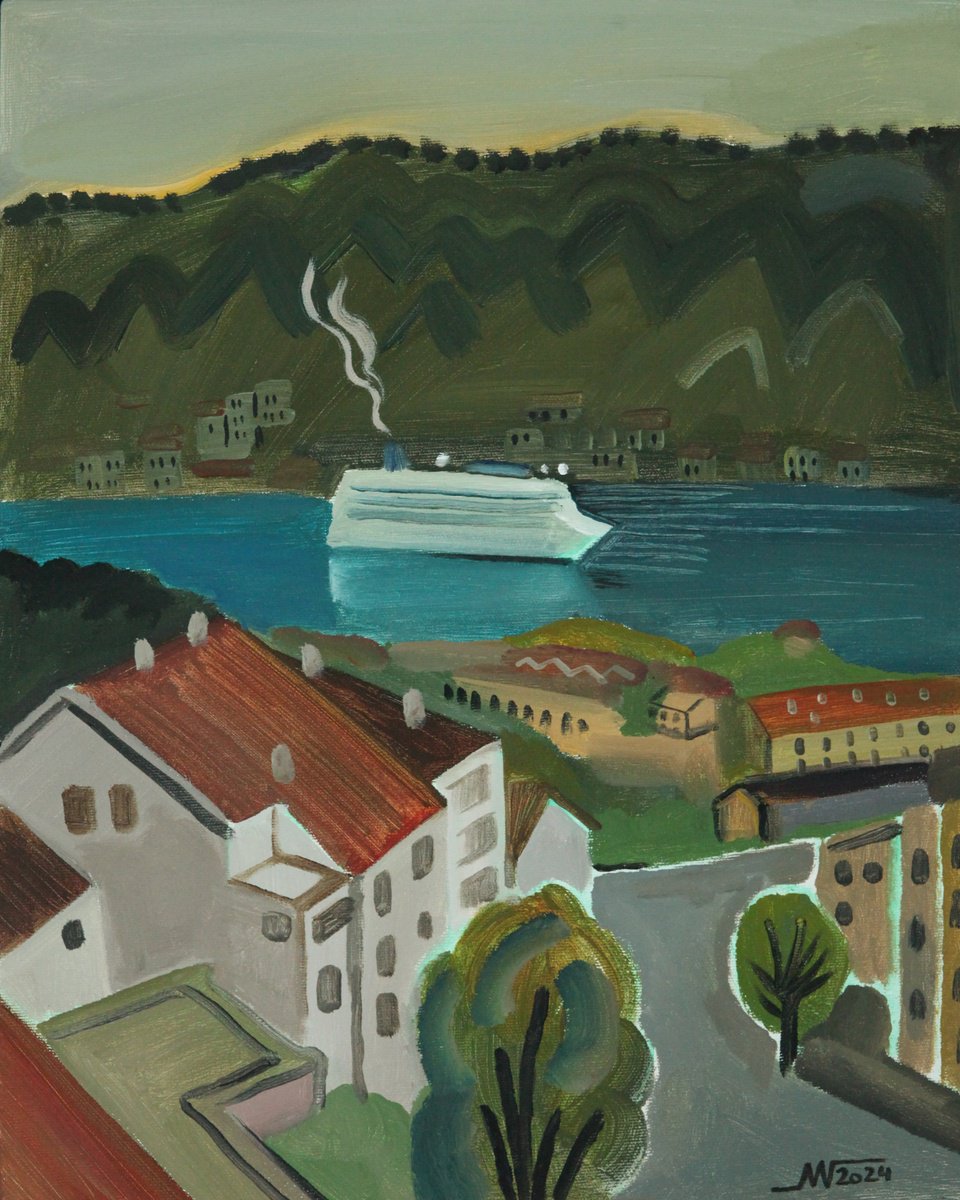 Landscape Acrylic Painting By Marina Gorkaeva, 16 X 20", Dobrota, Original Artwork