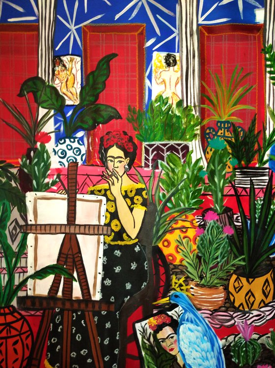 Casa de Frida - oil & acrylic on canvas - free shipping