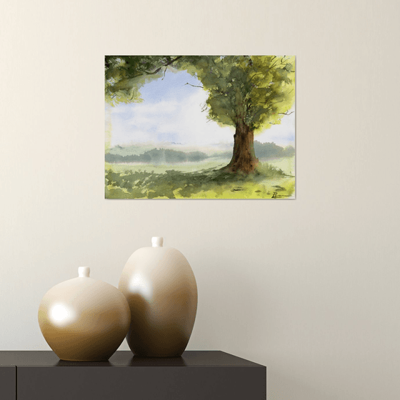 Tree Landscape - Original Watercolor