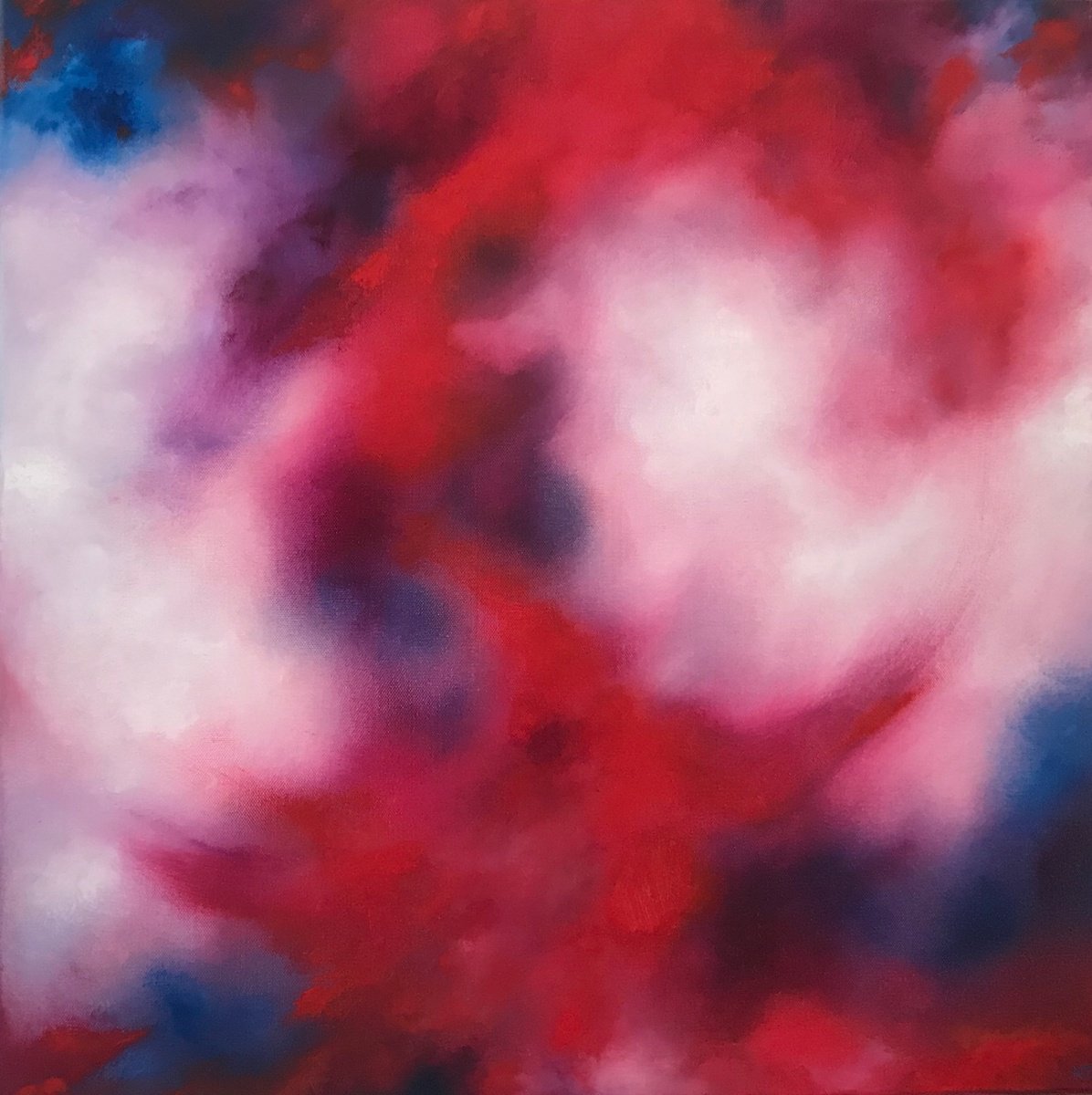 Abstract In Red, White And Blue. By Nicole Tudor-Williams, 24 X 24, Artwork For Sale On Artfinder