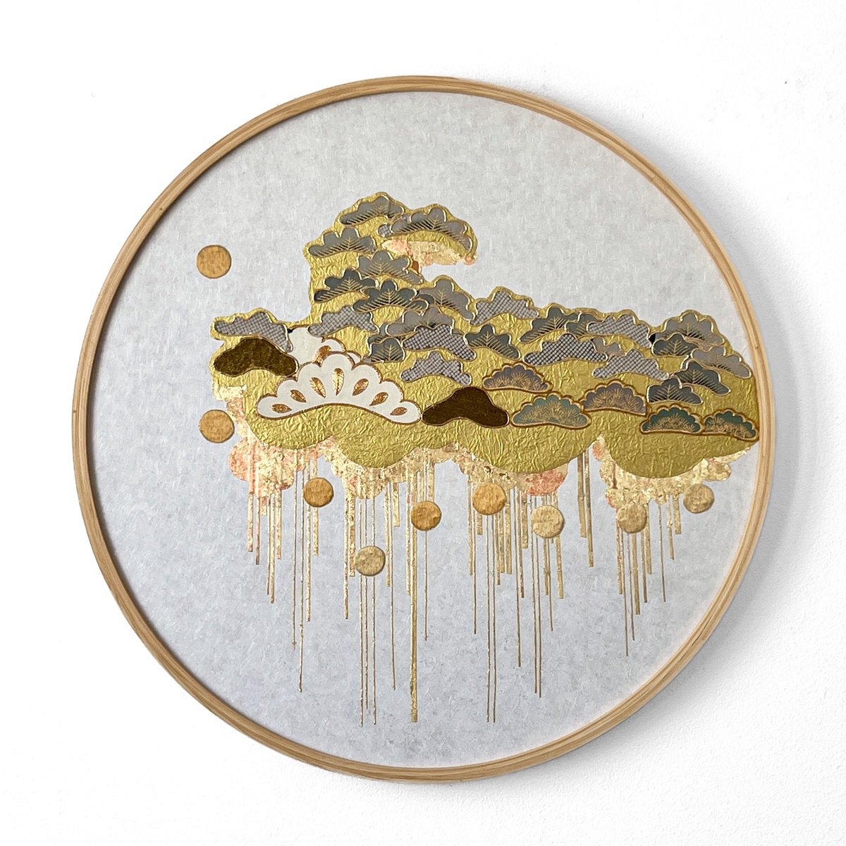 Cloud Of Pines ~Timeless~ (Kimono Upcycled ) By Lena Okamoto, 20 X 20, Artwork For Sale On Artfinder