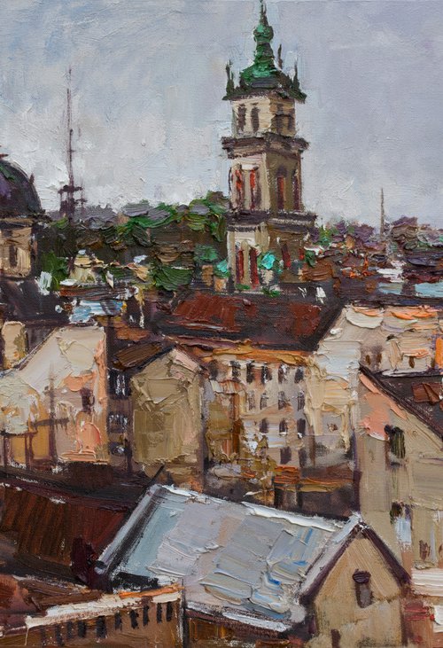 Lviv - Original cityscape painting by Anastasiia Valiulina