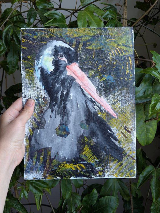 Black stork in Mixed Media