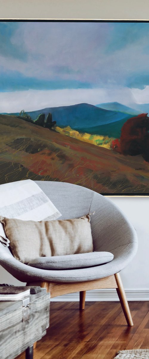 Colorful Mountains 30x30 inch 76x76 cm by Bo Kravchenko by Bo Kravchenko