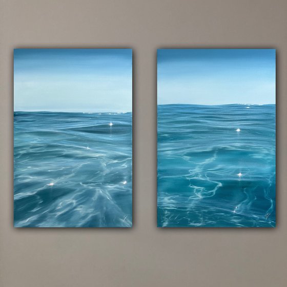 Ocean and Sun Diptych