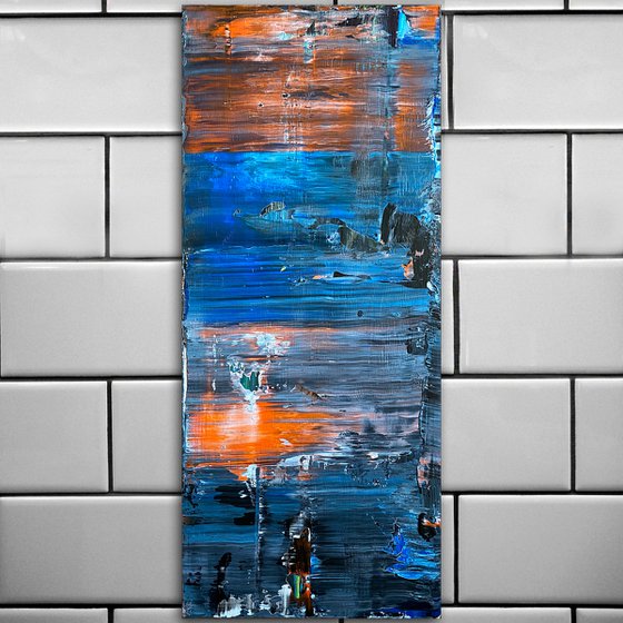 "Tower Of Ghosts" - FREE USA SHIPPING - Original PMS Abstract Acrylic Painting On Reclaimed, Upcycled Wood - 20" x 48"