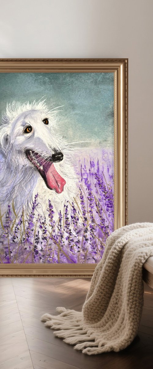 Dog Portrait Lavanda Field by Yuliia Sharapova