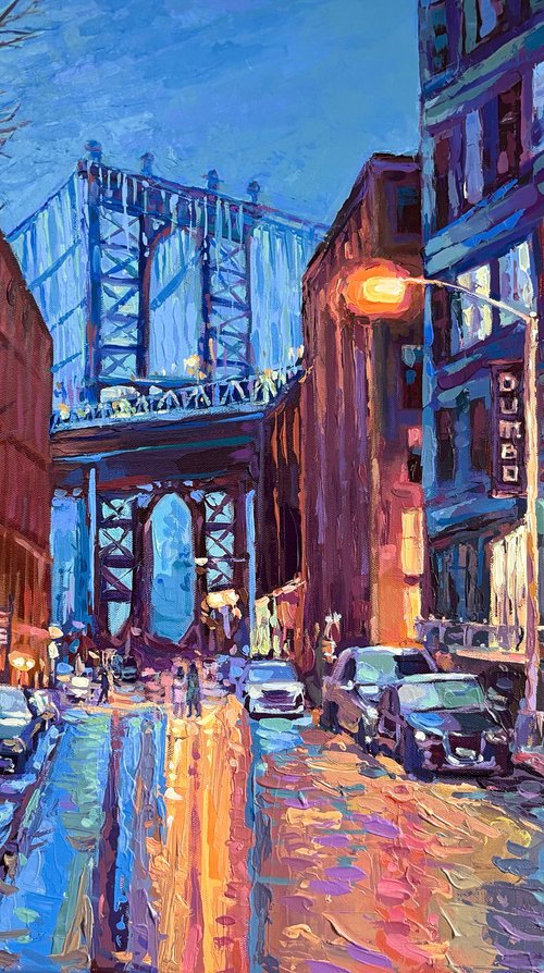Manhattan Bridge from DUMBO Street, New York by Adriana Dziuba