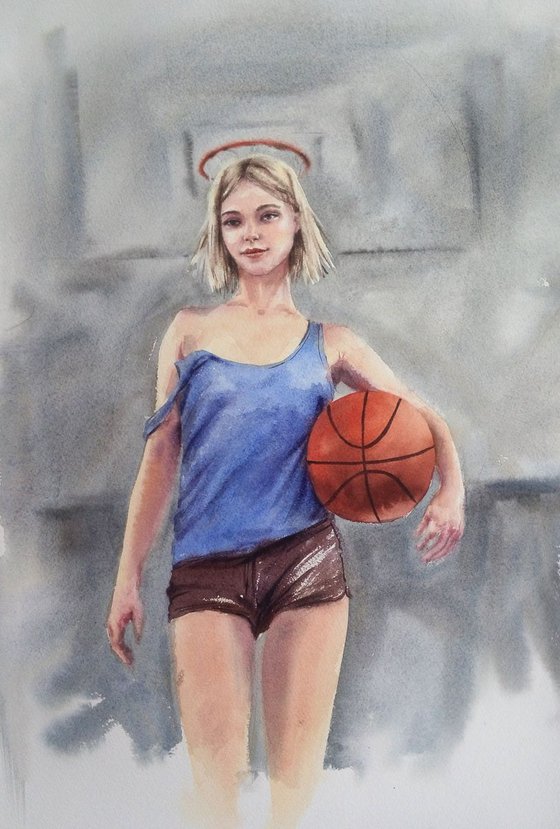 Basketball Angel - Basketball Madonna - Portrait of Young Lady - Young Woman - Young Girl - Youth