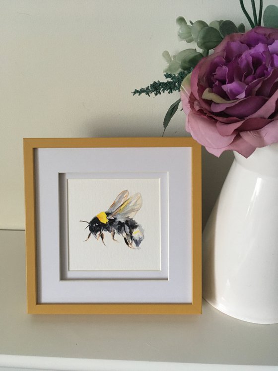 Framed Watercolour Bee 3