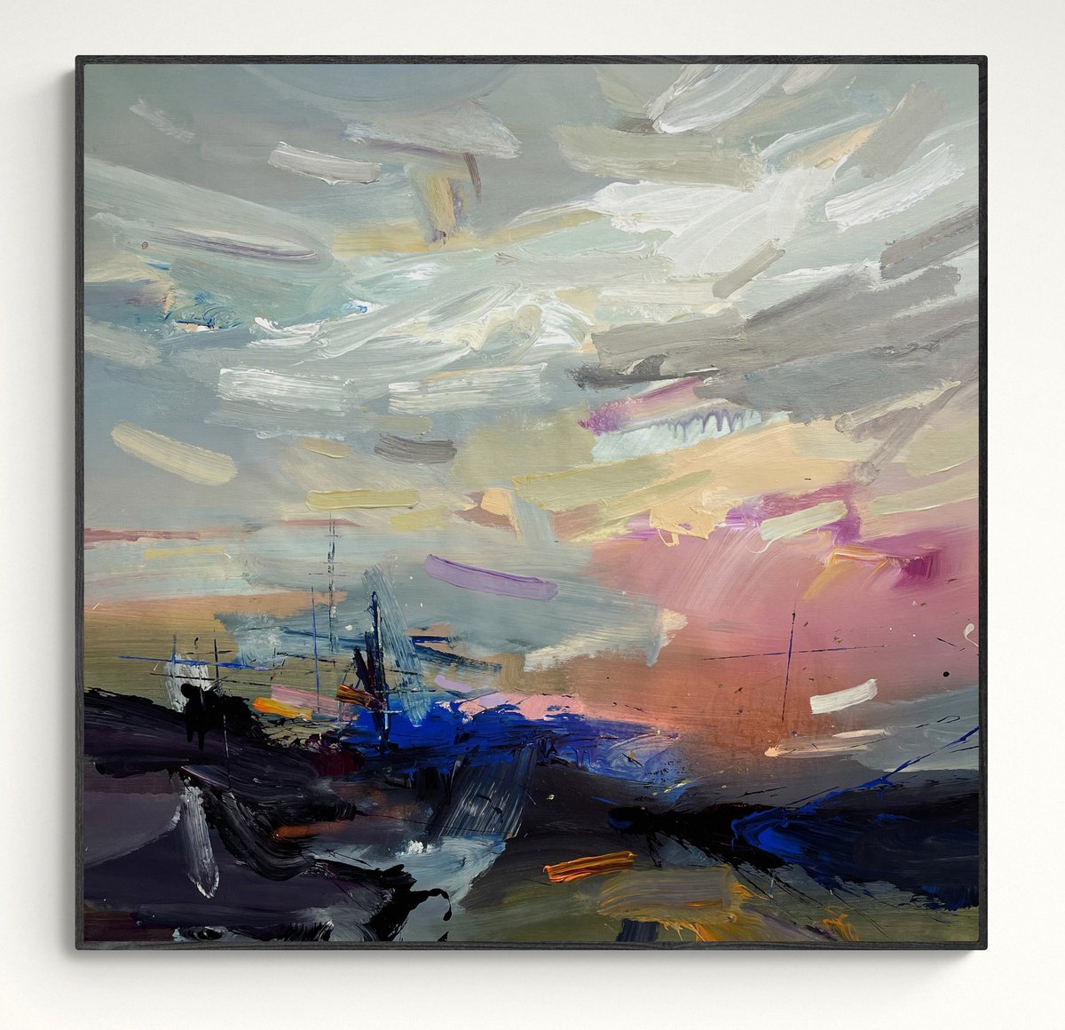 Abstract Landscape Acrylic Painting By Nazarii Medvid, 39 X 39", Depth Of Nature 248, Original Artwork