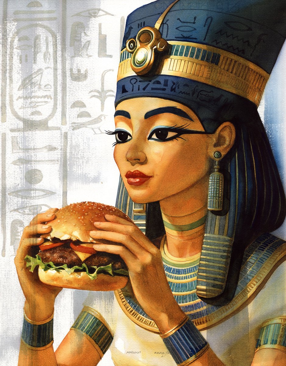 Expressive Watercolour , Ancient Egypt Burger By Reme Jr., 17 X 20, Artwork For Sale On Artfinder