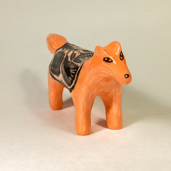 Ceramic sculpture Fox 14.5x7x4 cm