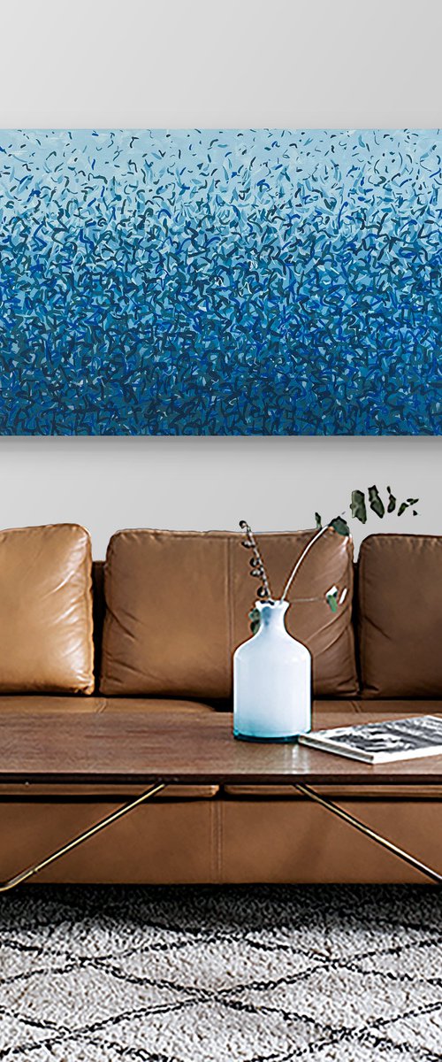 Clovelly Water Dance 152 x 61cm acrylic on canvas by George Hall