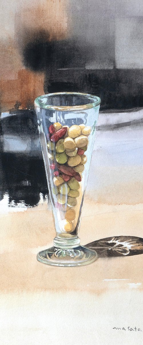 Glass Vessel with Colorful Beans by Masato Watanabe