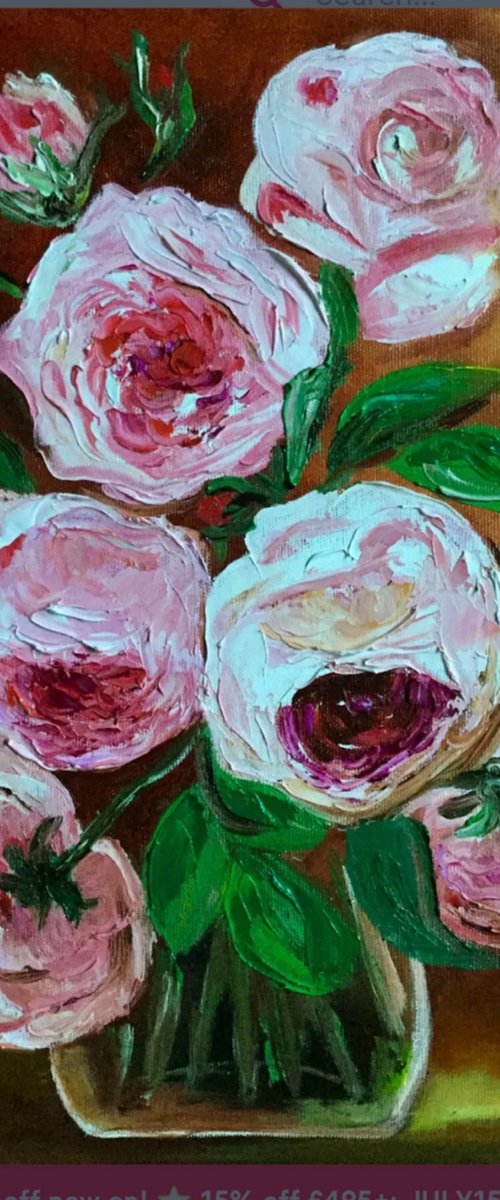 BOUQUET OF CORAL ROSES by Olga Koval