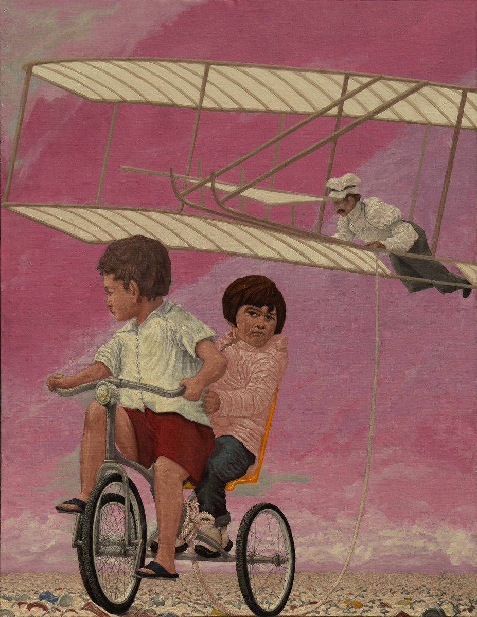 Portrait Oil Painting By Antonio Mele, 44 X 57, Work At The Airport, Original Artwork