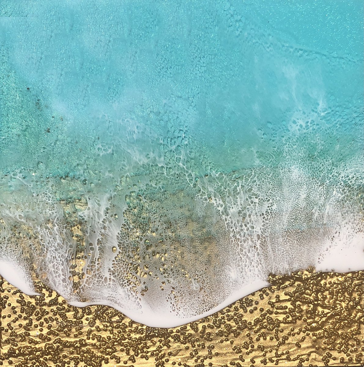 Teal Waves #41 Seascape Ocean Waves Painting by Ana Hefco