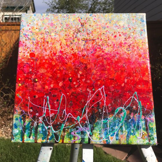 Abstract Poppy Field   #2  10 "X 10" X 0.5"  by @OLenaArt