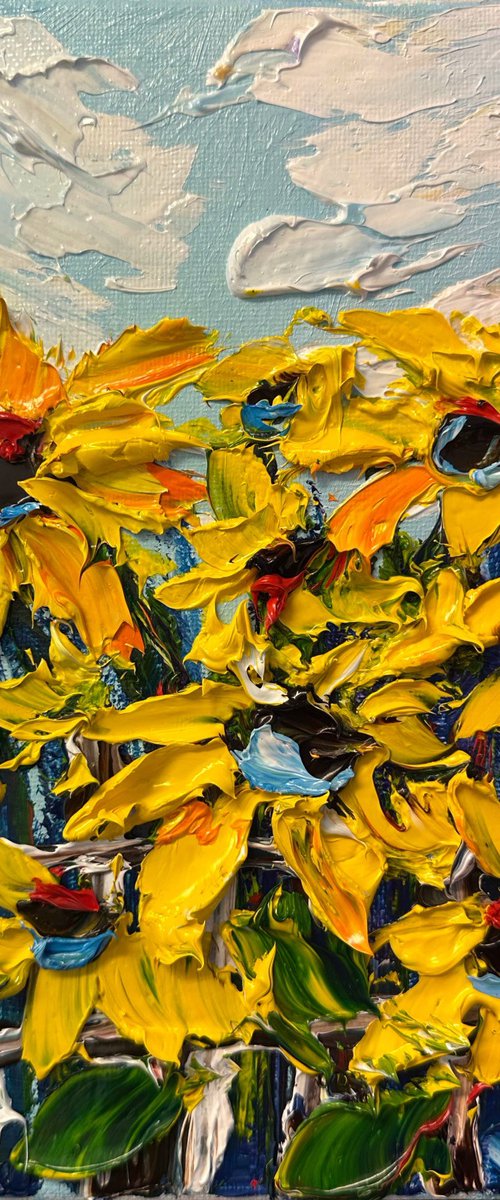 Sunflowers impasto art by Oksana Fedorova