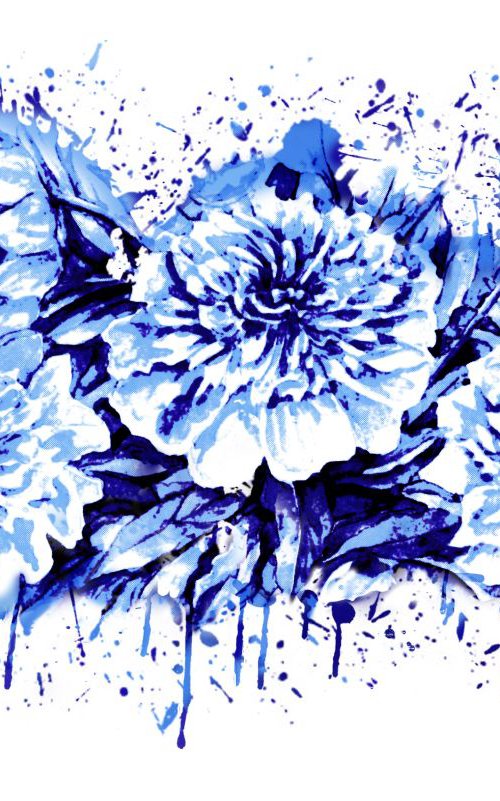 Flowers Splash Blue by Julia Gogol