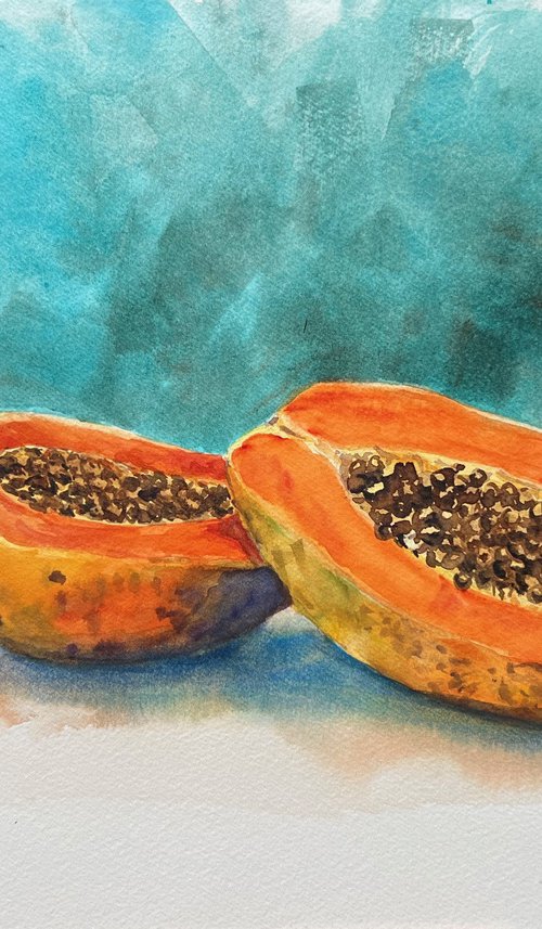 Papayas by Krystyna Szczepanowski