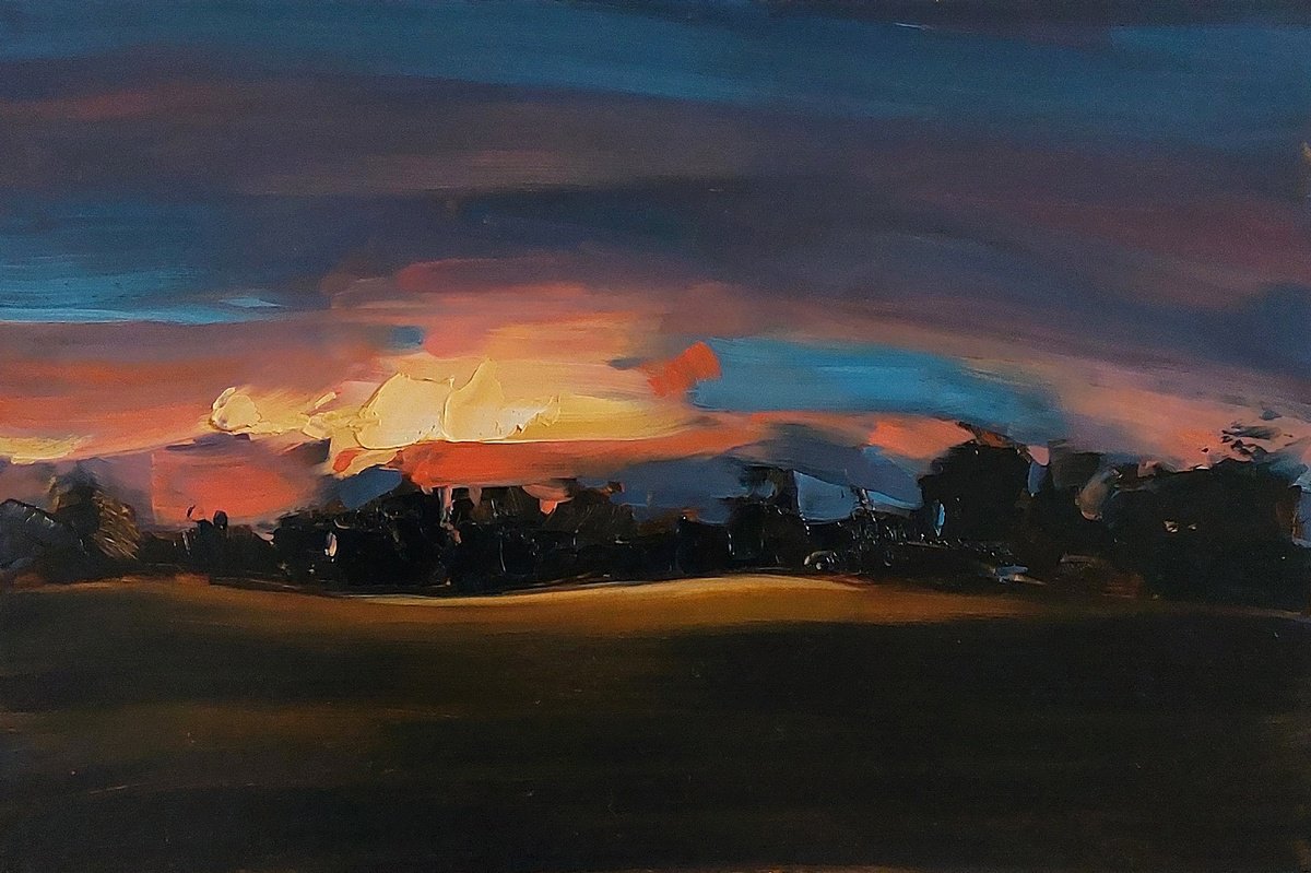 Impressionistic Landscape Oil Painting By Kateryna Somyk, 12 X 8", Sunset, Original Artwork