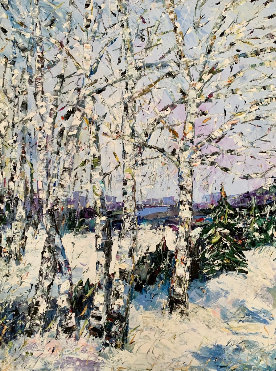 Birch Trees In Winter By Vilma Gataveckien?, 24 X 31, Artwork For Sale On Artfinder