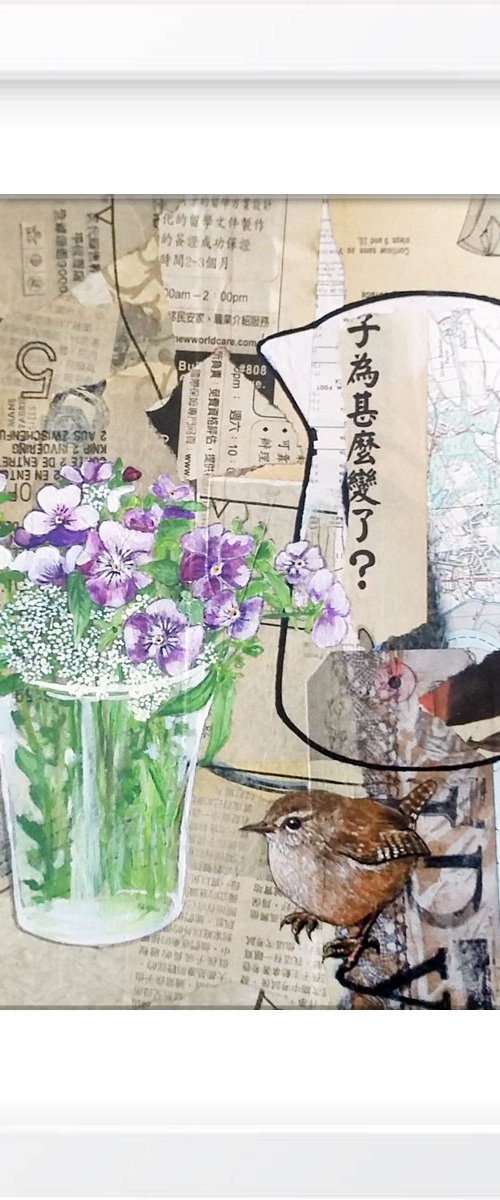 A Wren called Viola  - Framed and ready to hang by Carolynne Coulson
