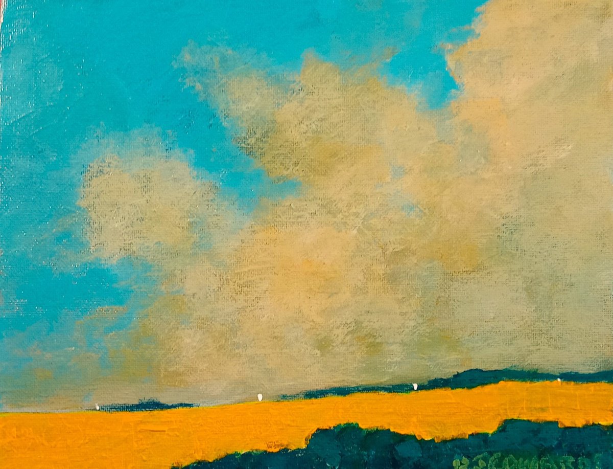 Impressionistic Landscape Acrylic Painting By David J Edwards, 10 X 8, Evening Overcast, Original Artwork