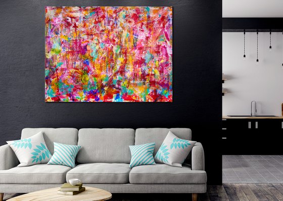 Abstract transition II (pink falls) Acrylic painting by Nestor Toro ...