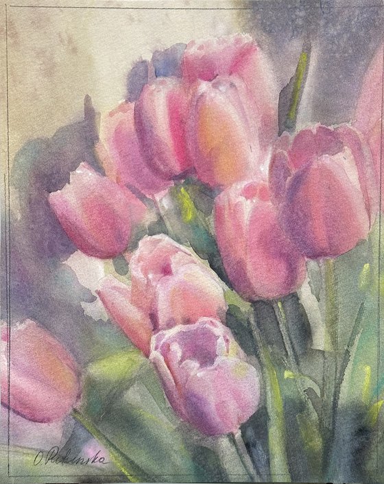 small sketch of Rose tulips