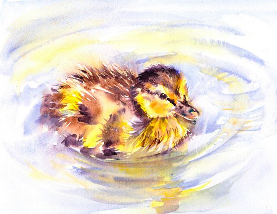 Duckling painting, Easter Gift, Duckling in watercolour