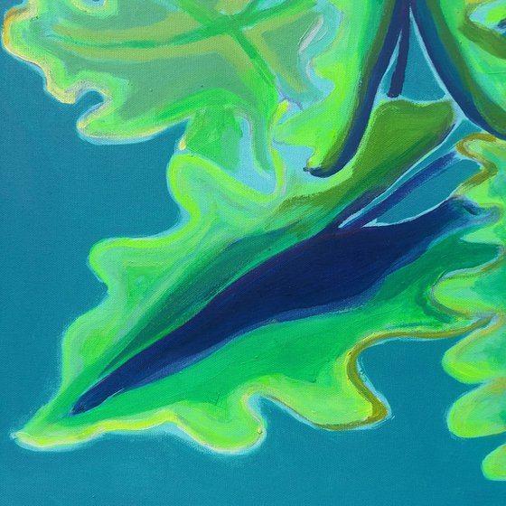 Blue and Green Alocasia Study