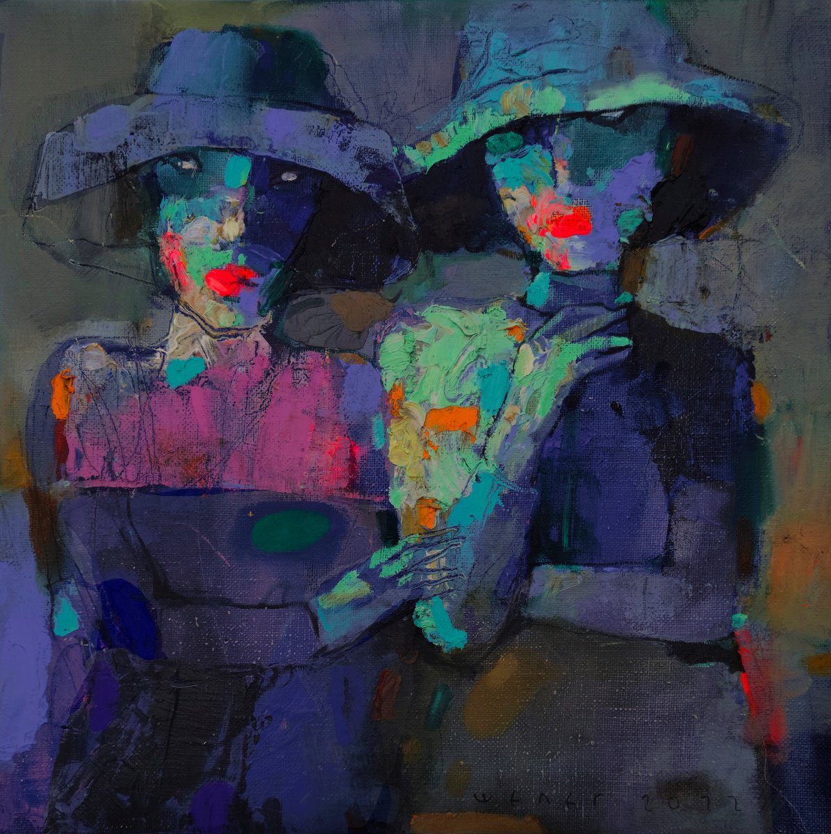 Two girlfriends in blue by Victor Sheleg