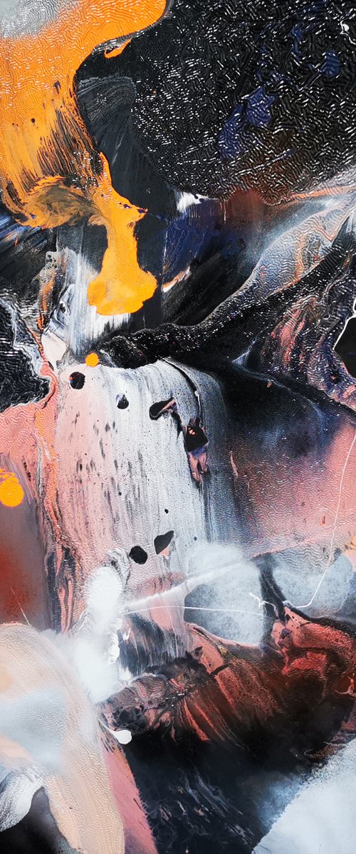 Autumn flowing in my veins beautiful gestural abstract action painting by master O Kloska by Kloska Ovidiu
