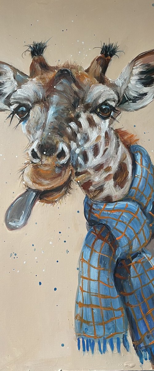 Giraffe wearing a scarf by Louise Brown