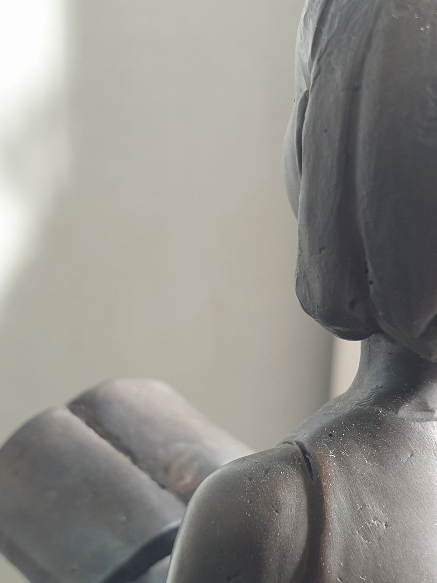 Photorealistic Portrait Bronze Sculpture By Liutauras Grieze, 4 X 12", Girl Reading, Original Artwork