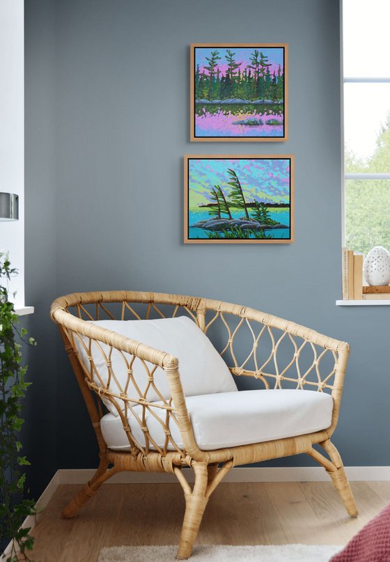 Lake Paintings, Set of Two