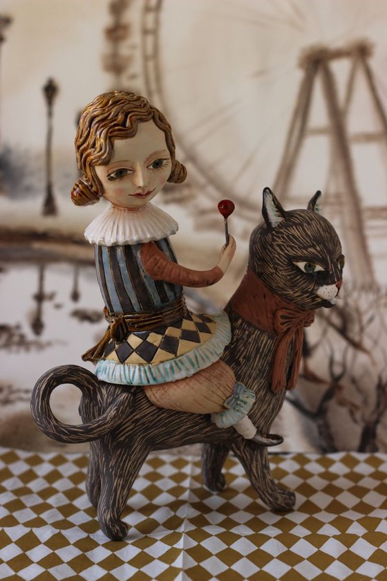 Girl on the cat. From "Le Carousel, Hommage à l'Innocence" project by Elya Yalonetski