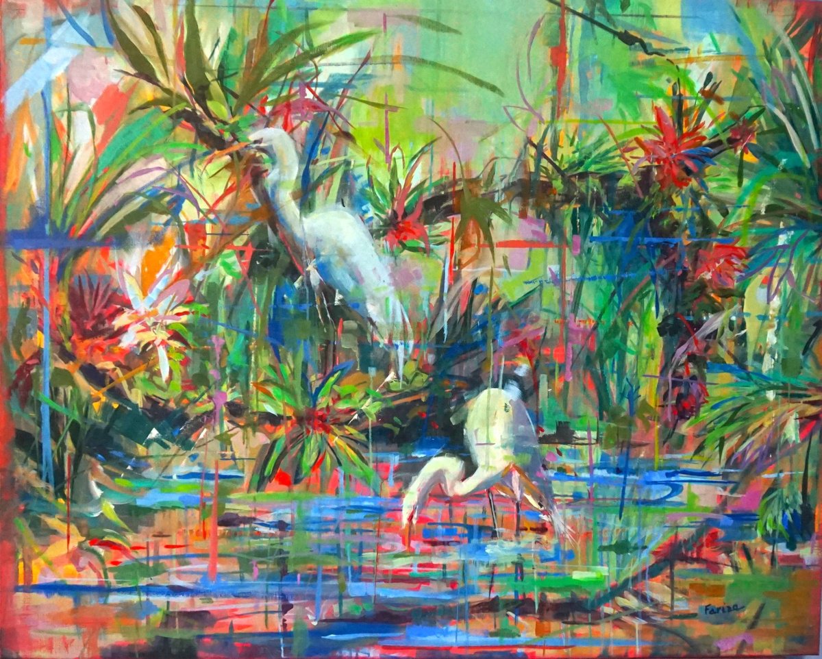Birds In The Lake By Amaya Fernandez Fariza, 39 X 32, Artwork For Sale On Artfinder
