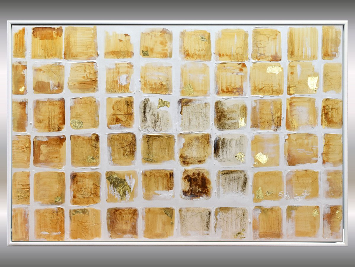 Rust and Gold 3 - Abstract Art - Acrylic Painting - Canvas Art - Framed Painting - Abstra... by Edelgard Schroer