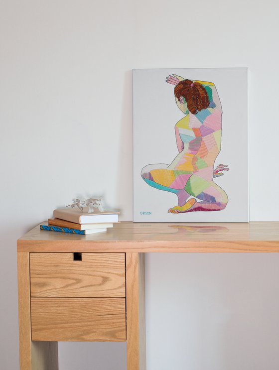 Embroidered Female Nude Figure Study 3