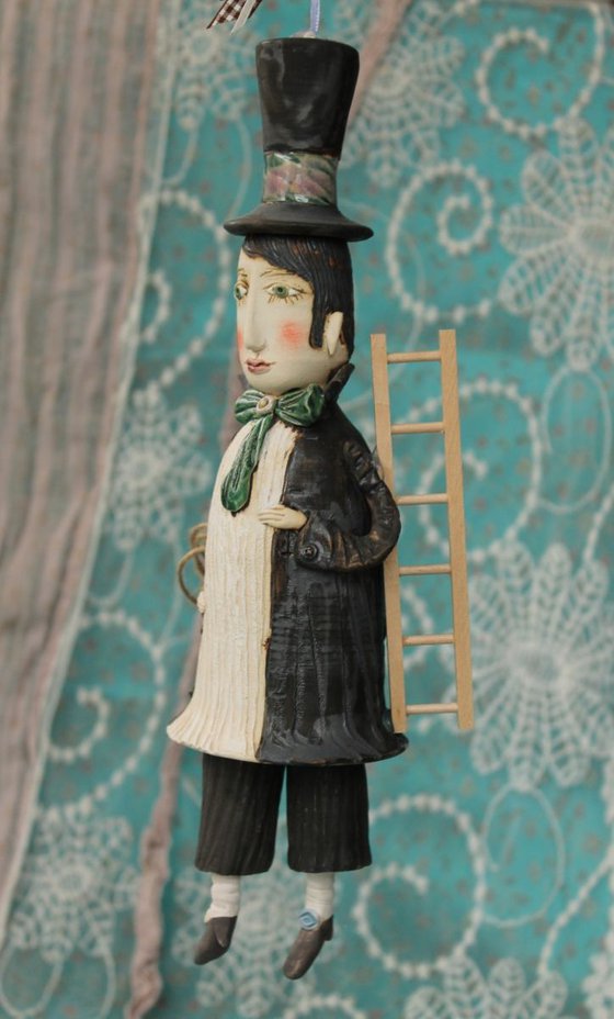 Chimney sweep, sculptured bell-doll
