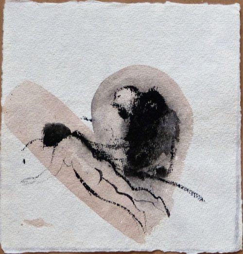 Erotic drawing 14, ink on paper 16x16 cm by Frederic Belaubre